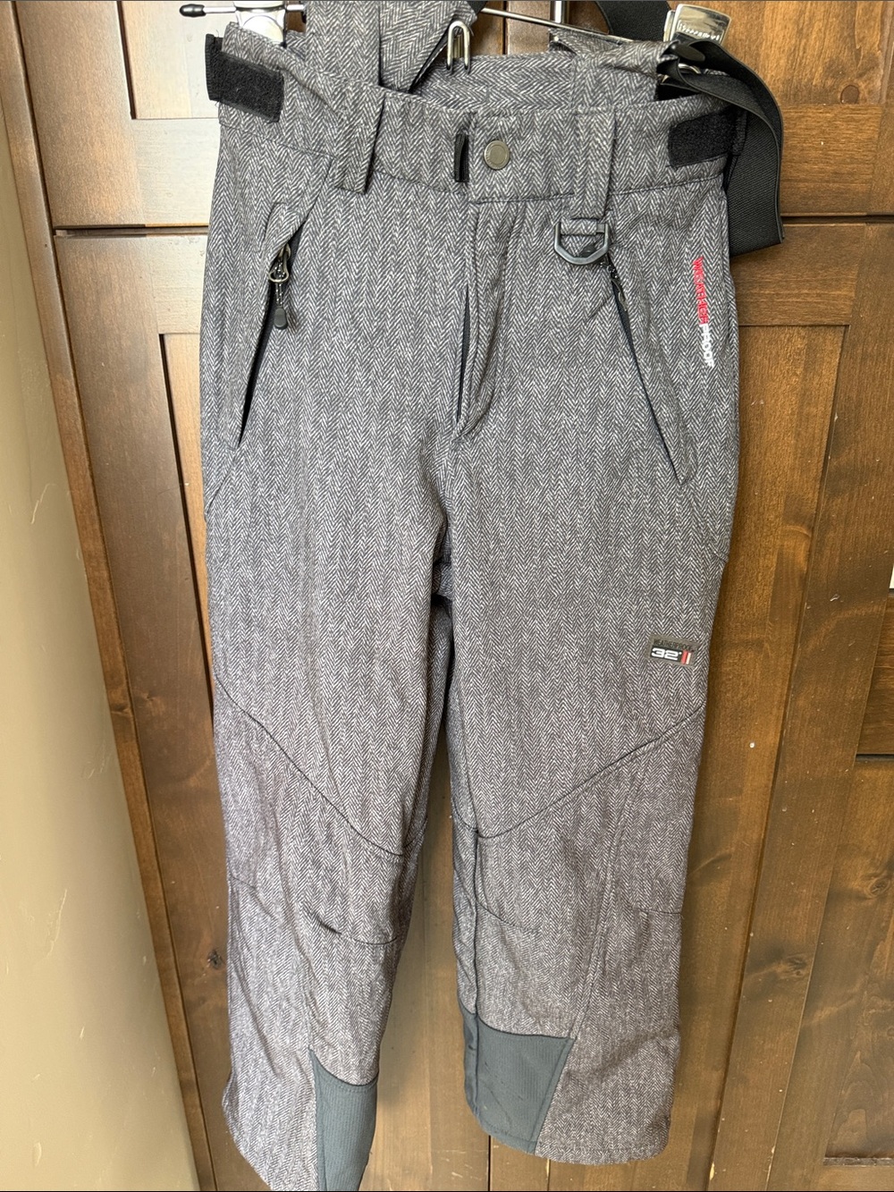 32 Degrees Gray Herringbone Ski Pants with Black Interior Panels